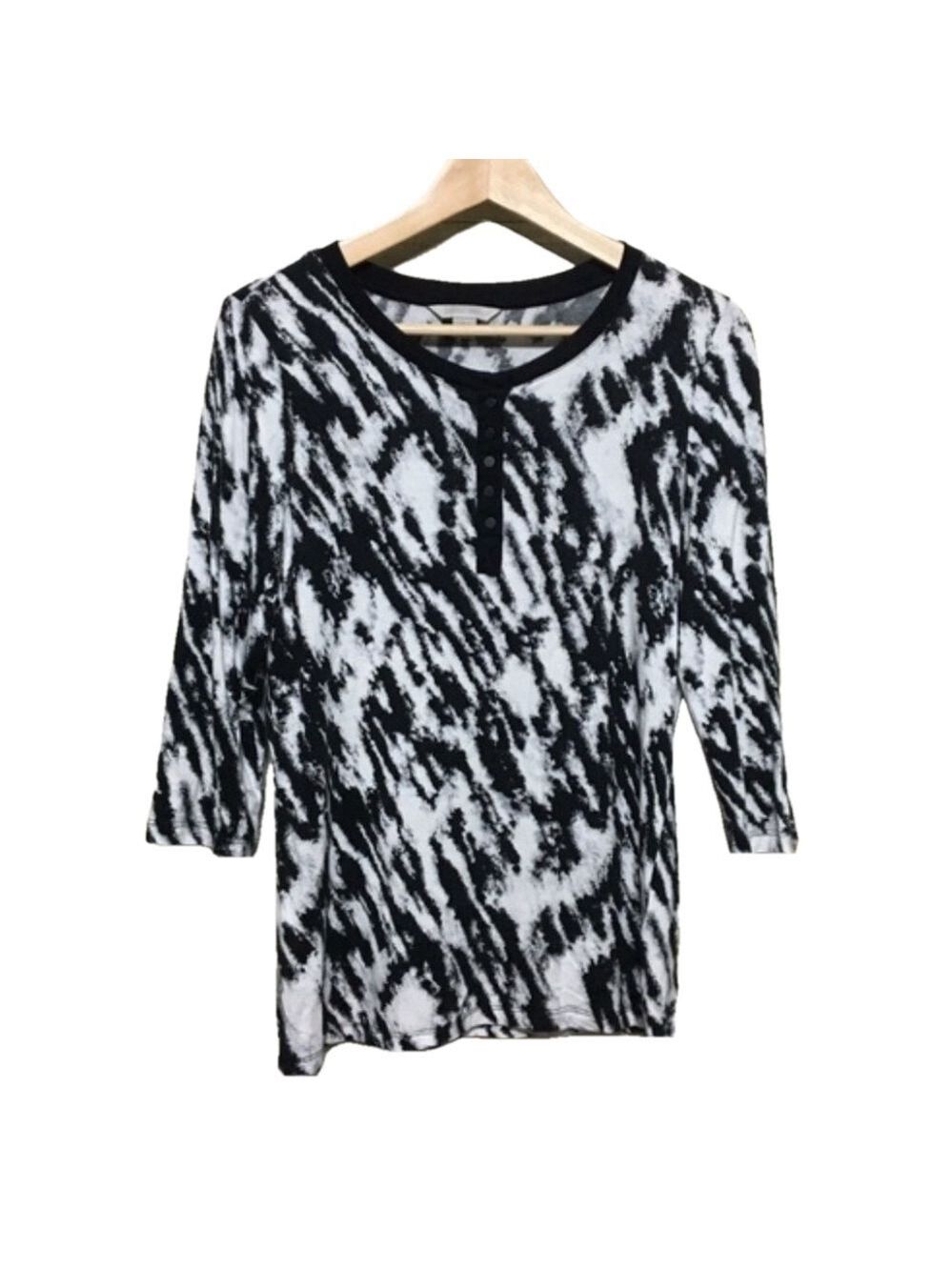 Laura Ashley abstract print petite top size medium petite